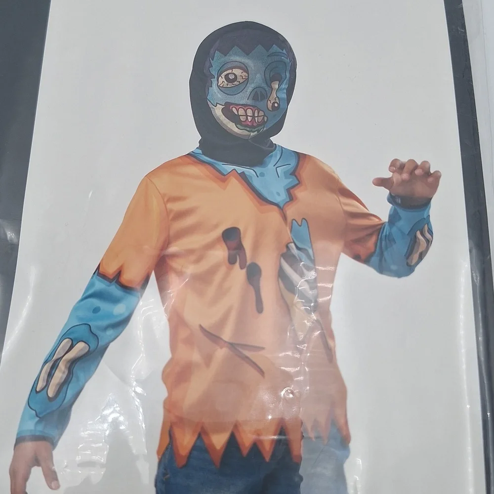 Spooky Kids Zombie Costume with Mask - Blue and Orange